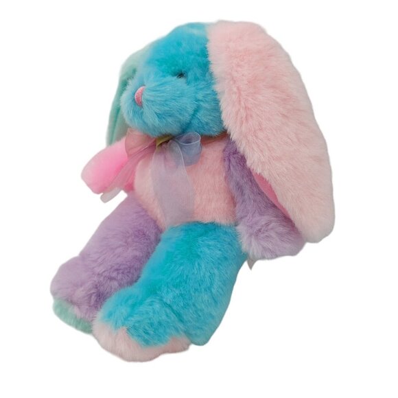 Main Joy Ltd Multi-colored Bunny Rabbit Plush Stuffed Animal Toy Color Block 10" - Picture 5 of 7